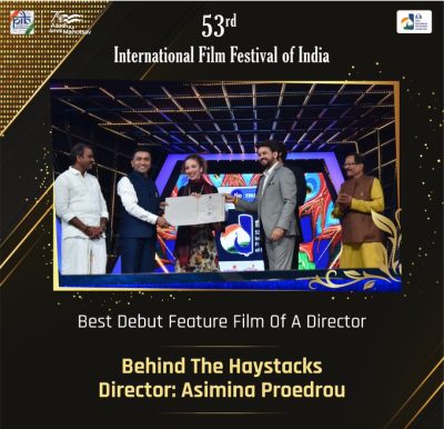 Director Asimina Proedrou receiving the Best Feature Film Award